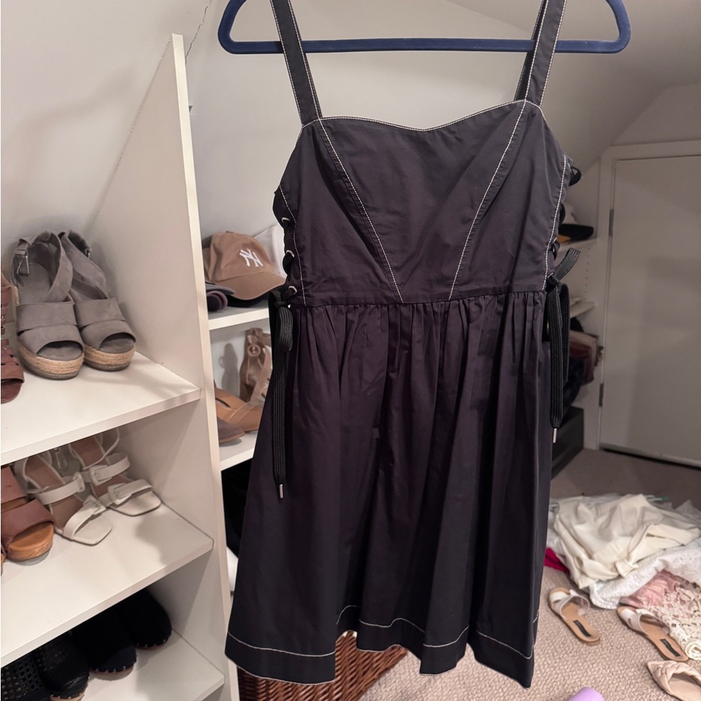 Pinko Black Mini Dress with White Stitching